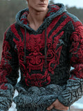 Halloween Japanese Ghost Art Men's Chunky Knit Hooded Sweater elevenforest