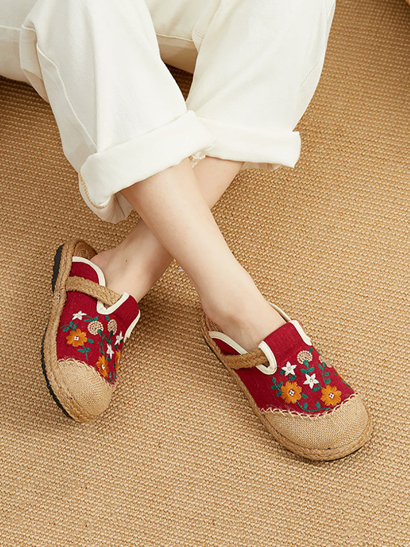 Summer Flower Embroidery Slippers Cc050