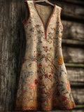 Bohemian Style Floral V-neck Sleeveless Vintage Long Dress elevenforest