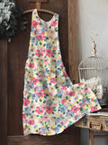 Vintage Watercolor Floral Print Women's Vest Dress elevenforest