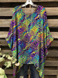 Women's Abstract Color Mosaic Print Casual Top