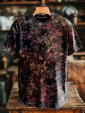 Retro flowers Pattern Vintage Art Print Casual T-shirt For Men And Wom