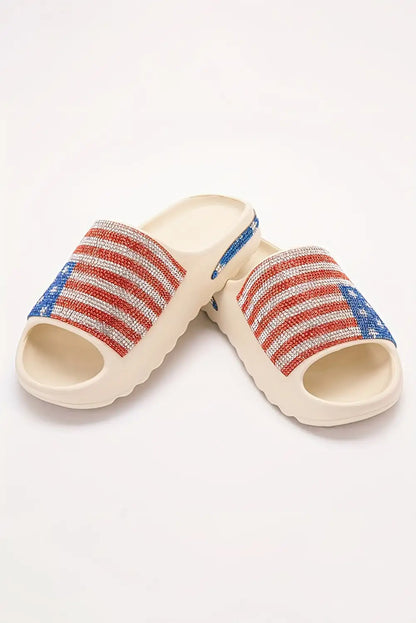Glamorous American Flag Rhinestone Slippers