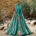 Women's Vintage Floral Art Print Sleeveless Cotton And Linen Dress elevenforest