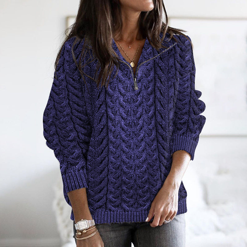 Women's Super Soft Honeycomb Half Zip Aran Sweater elevenforest