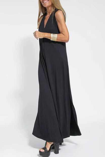 Street Patchwork V Neck Vest Dress Dresses