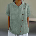 Retro Solid Color Buttons Short Sleeve Lapel Shirt elevenforest