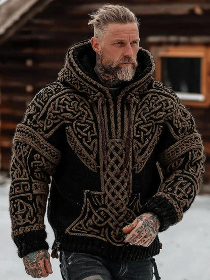 Men's Viking Celtic Pattern Art Cozy Hooded Sweater artswardrobe