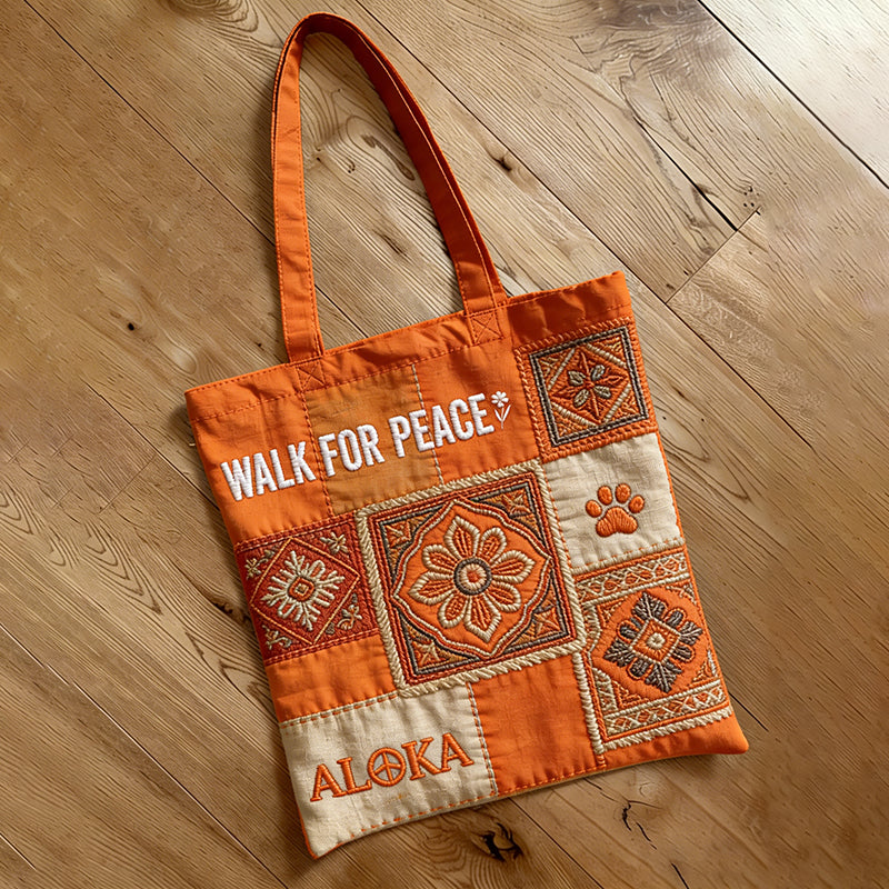 Comstylish Walk For Peace In Patchwork Art Ecofriendly Tote Bag
