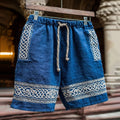 Vintage Viking-inspired Retro Totem Casual Linen Shorts elevenforest