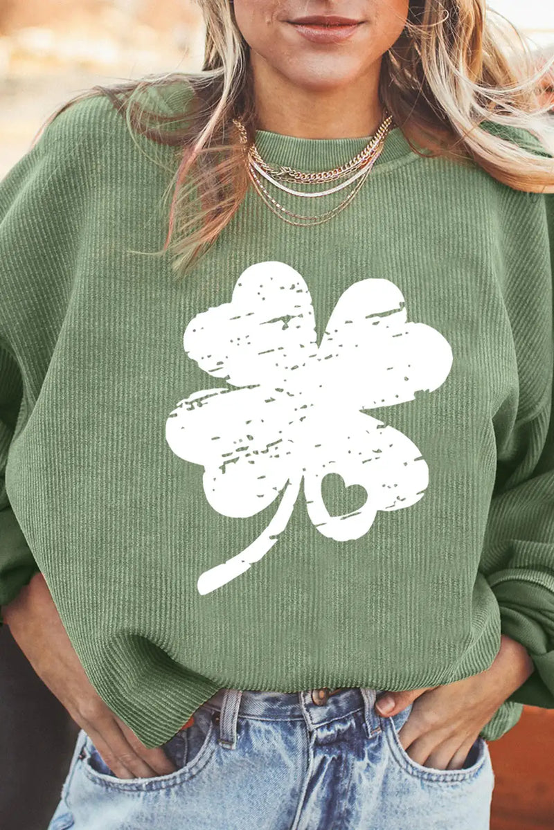 Grass Green Distressed Clover Sweatshirt