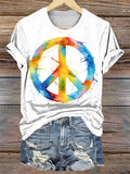 Watercolor Peace Sign Print T-shirt