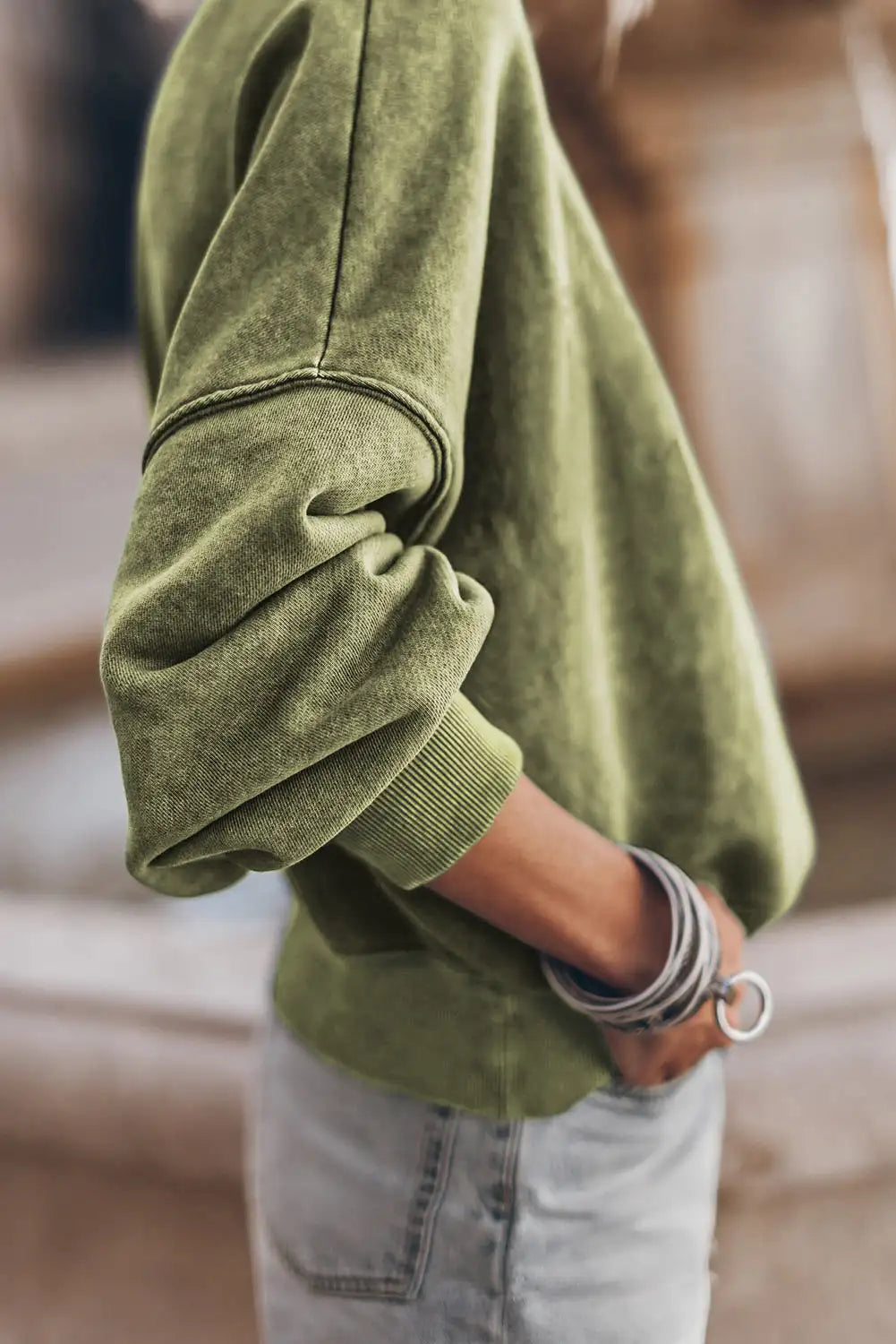 Green Drop Shoulder Sweatshirt