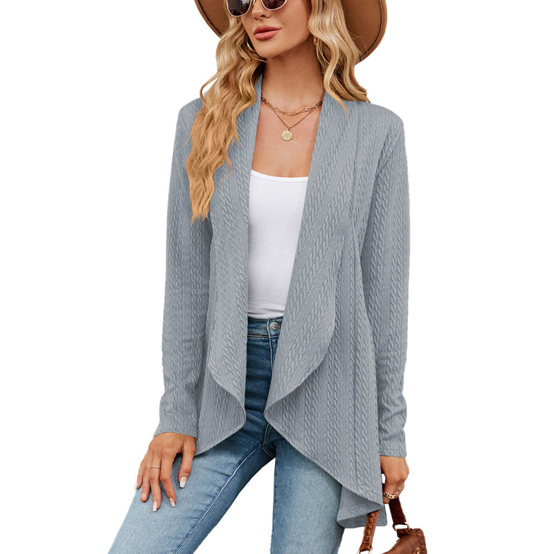 Autumn Winter Long Sleeve Color Loose Cardigan Top Knitting Coat
