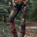 Rose Skull Embroidered Patchwork Gothic Rock Jeans elevenforest