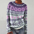 Women's Fairman Island Floral Jacquard Round Neck Sweater elevenforest