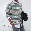 Vintage Fairman Island Snowflake Jacquard Crew Neck Sweater elevenforest