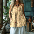 Women's Floral Art Linen And Cotton Camisole elevenforest