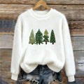 Women's Christmas Tree Embroidery Cozy Plush Sweater elevenforest