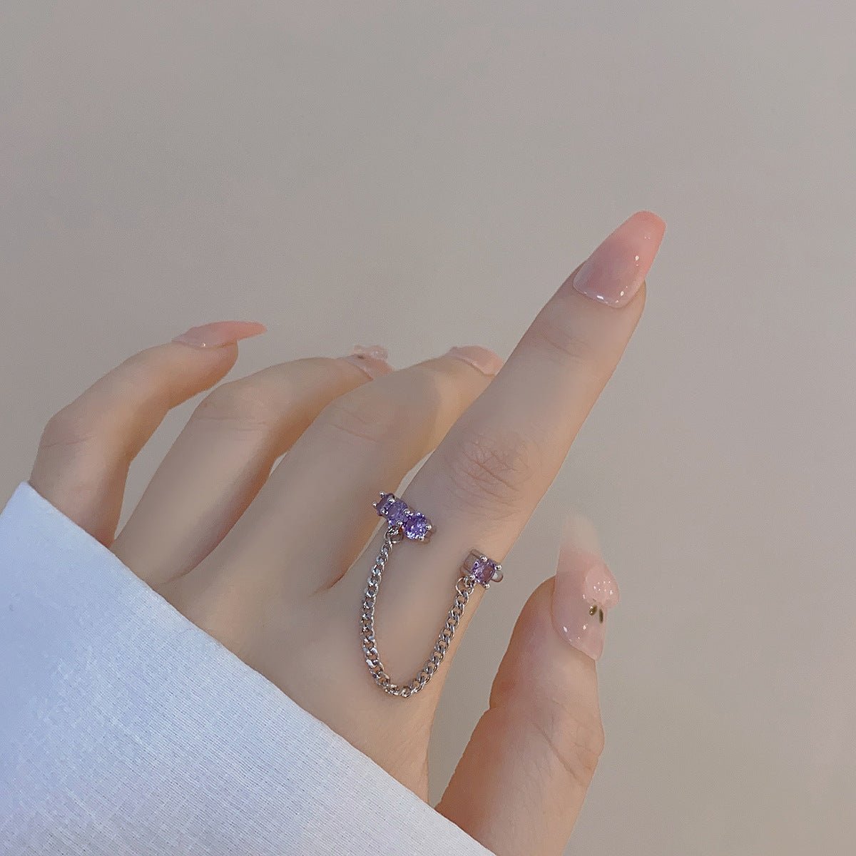 [] Amethyst Butterfly Ring Set