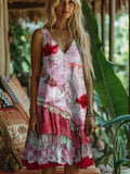 Lace Floral Vintage Art Women's Linen Vest Dress elevenforest