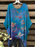 Women's Oil Painting Butterfly Abstract Print Design Top