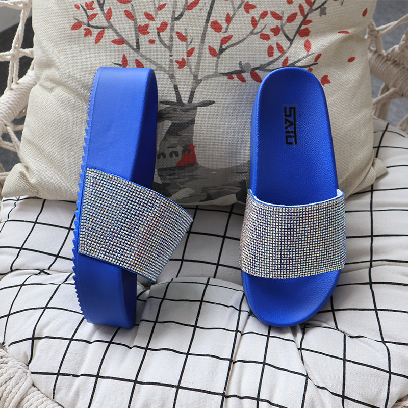 Beige Bling High Heel Beach Sandals Platform Slipper F686