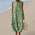 Women's Vintage Bird On Tree Pattern Comfortable Tank Dress elevenforest