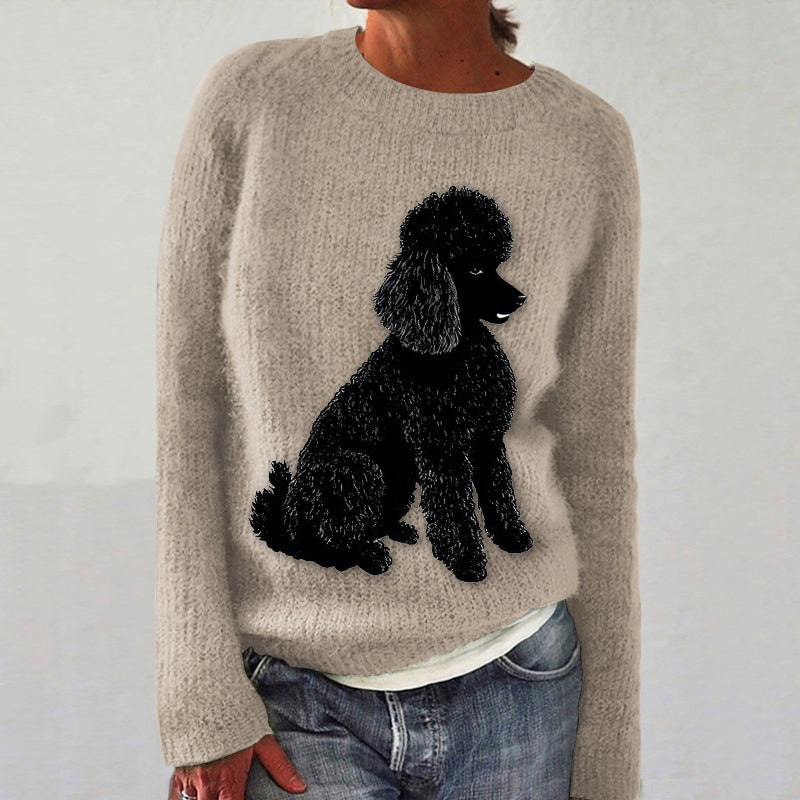 Comstylish Black Poodle Plush Dog Art Cozy Sweater