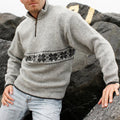 Vintage Warmth Knit Jacquard Icelandic Half Zip Collar Sweater（Unisex ） elevenforest