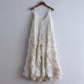 Bohemian Style Woman's V-neck White Rose Dress elevenforest