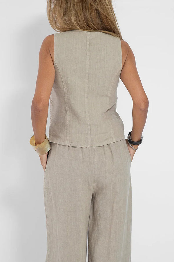 Linen Waistcoat Two Set Suits