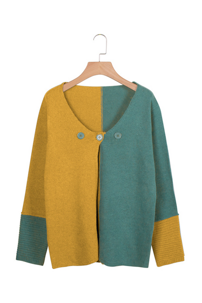 Color Lump Buttons V Neck Cardigans(4 Colors)