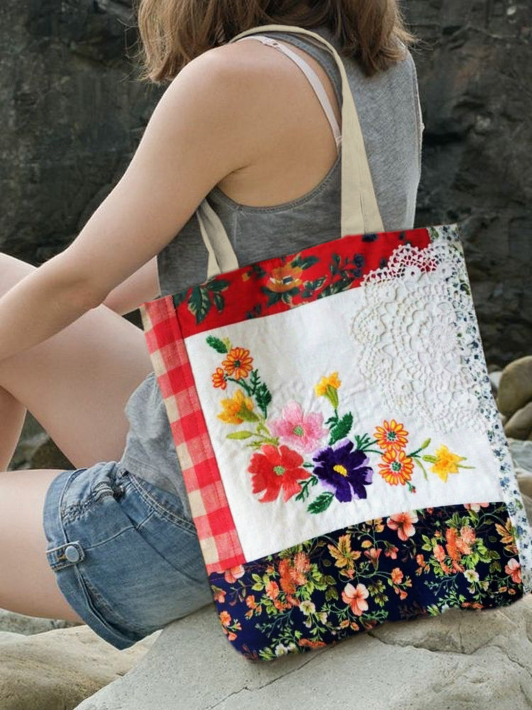 Vintage Boho Floral Art Canvas Bag elevenforest