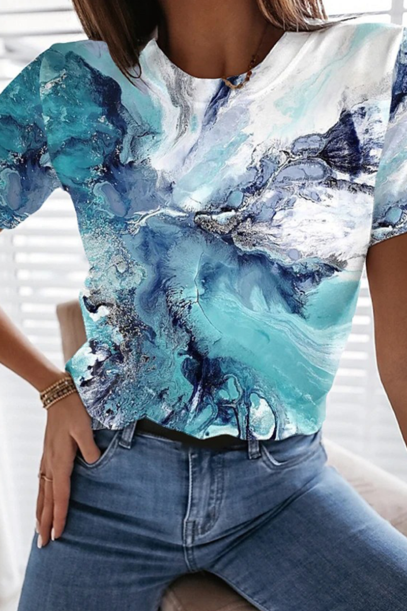 Street Print Basic O Neck T-shirts
