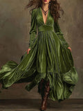 Christmas Party V-neck  velvet maxi dress