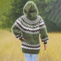 Vintage Fairman Island Jacquard Contrast Hooded Sweater elevenforest