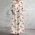 Comstylish Retro Cute Dachshund Dog Art Women's Linen Dress