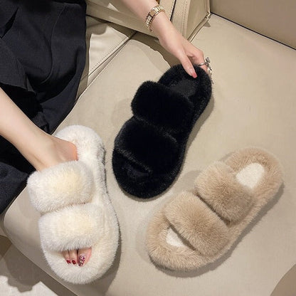 Ella Faux Fur Slides Sandals - Buy 1 Get 1 Free