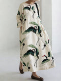 Comstylish Japanese Art Retro Leisure Linen Dress