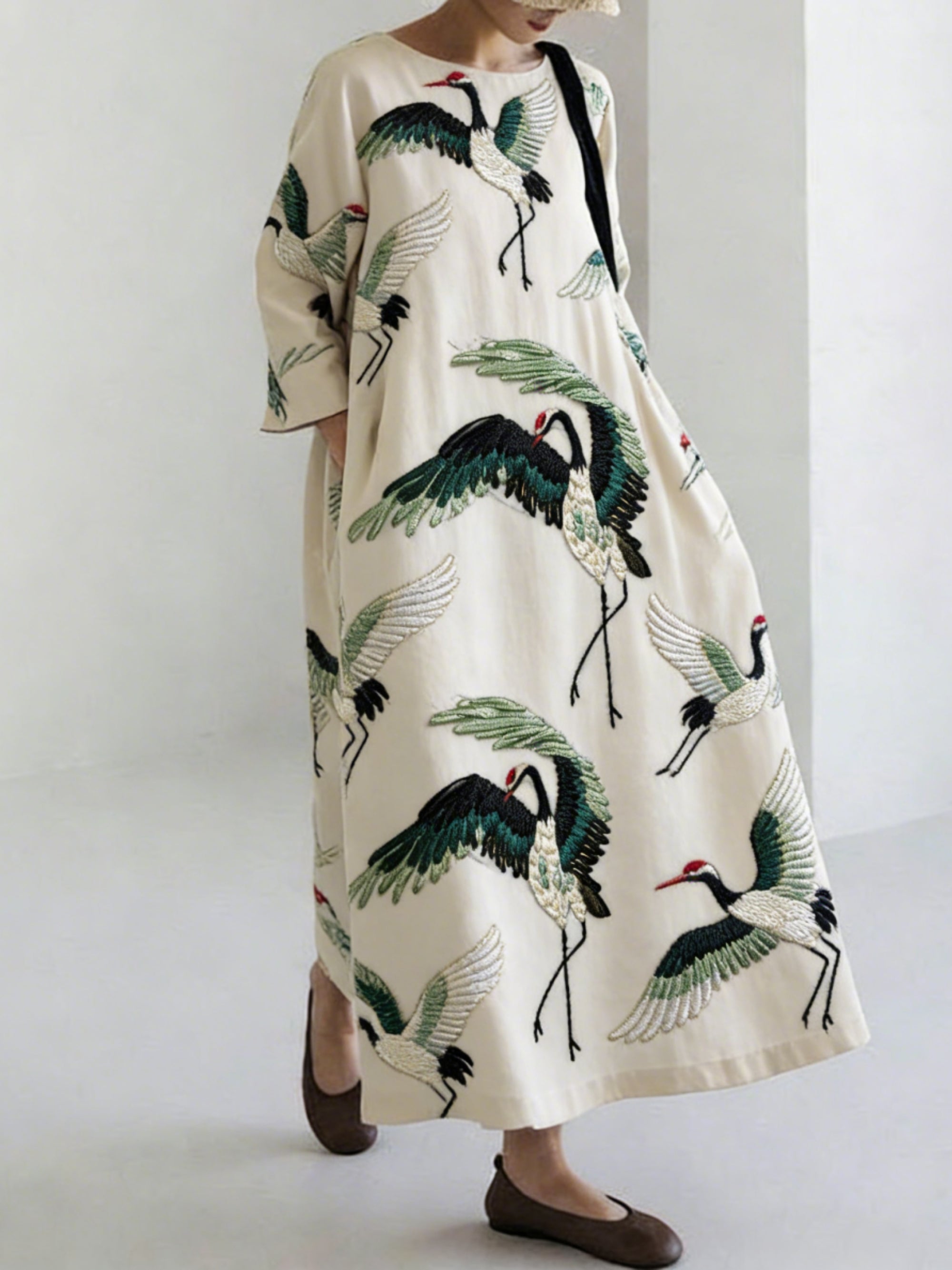 Comstylish Japanese Art Retro Leisure Linen Dress
