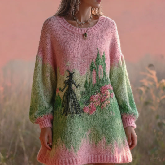 Halloween 2025 Witch Beads Embroidered Knit Sweater Dress artswardrobe