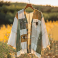Vintage Bee Eco Patchwork Pattern Loose Kimono elevenforest
