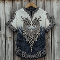 Men's Viking Celtic Knot Wolf Head Linen Shirt elevenforest