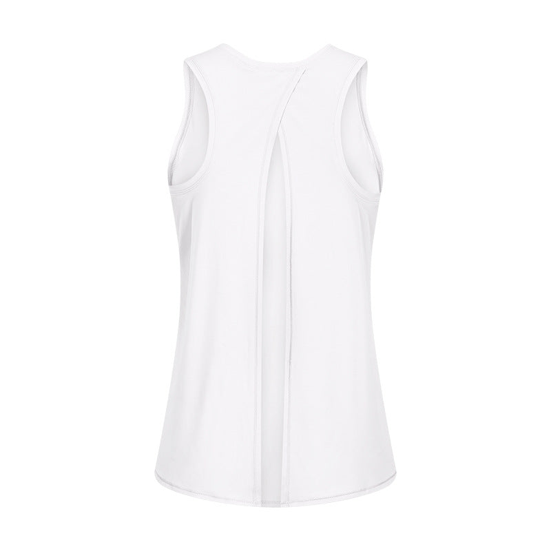 Spring Summer Nude Feel Skin Friendly Lace-up Vest Bow Beauty Back Loose Breathable Running Sports Blouse