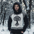 Men's Viking Celtic Tree Of Life Jacquard Hooded Sweater elevenforest