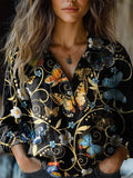 Women's Vintage Floral Art Print Casual Long Sleeve Comfortable Cotton