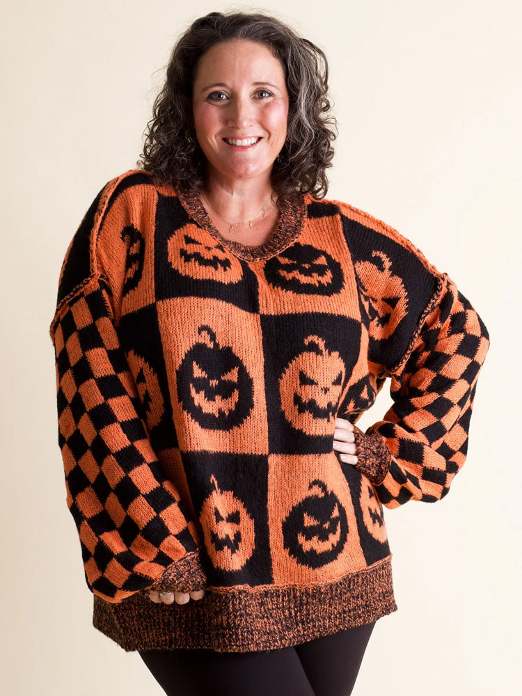Spooky Season Checkered Sweater elevenforest