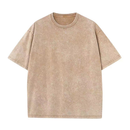 ’s Washed T-shirts Street Hip Hop Retro Punk T Shirt Harajuku Cotton Short Sleeve Acid Wash Tshirts Top