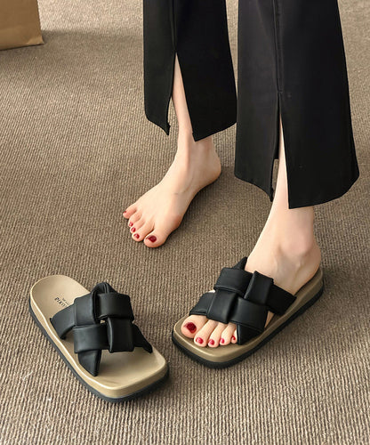 Beige French Platform Slide Sandals Peep Toe Ap1053